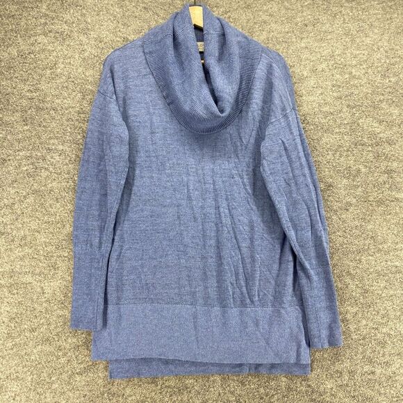 Loft Sweater Pullover Women M Medium Blue Knit Cowl Neck Long Sleeve Casual - Picture 1 of 7